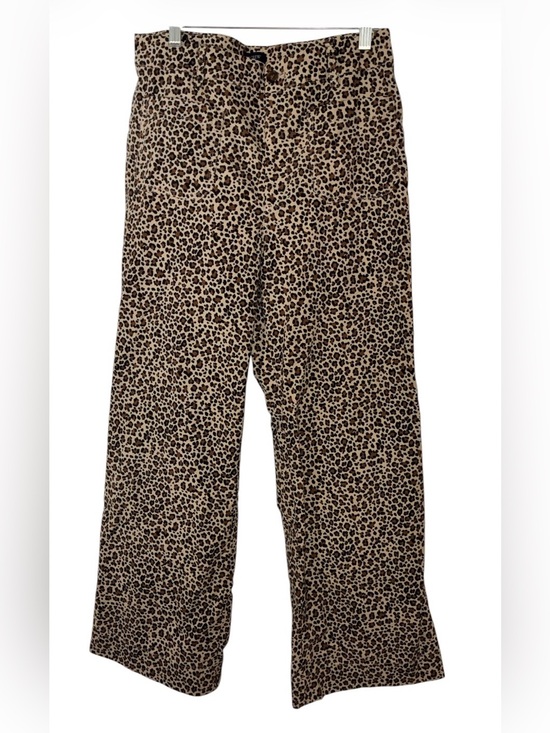J. Crew Denim - J Crew Pants Leopard Linen Blend Lizzie High Rise Wide Leg Sz 30